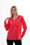 Women's Plus Size Collar Pearl Embroidered Brooch Blouse B0055