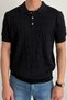 Men's Thin Hair Braided Buttoned Slim Fit Polo Neck Knitwear T-Shirt