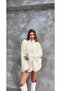 Women's Ecru Zippered Plush Cardigan with Pockets - 2