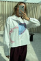 Women's Oversize Half Heart Embroidered Shirt - 4