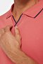 Men's Slim Fit Slim Fit 100% Cotton Plain Pique Buttonless Powder Polo Neck T-Shirt - 4