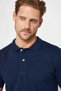 Men's Slim Fit Slim Fit 100% Cotton Plain Pique Navy Blue Polo Collar T-Shirt - 3