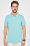 Men's Slim Fit Slim Fit 100% Cotton Plain Pique Mint Polo Collar T-Shirt - 2