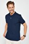 Men's Slim Fit Slim Fit 100% Cotton Plain Pique Navy Blue Polo Collar T-Shirt
