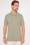 Men's Slim Fit Slim Fit 100% Cotton Plain Pique Green Polo Collar T-Shirt - 2