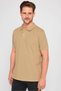 Men's Slim Fit Slim Fit 100% Cotton Plain Pike Sand Color Polo Collar T-shirt