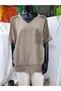 Cotton Linen Linen Blouse with Shoulder, Pocket, Skirt, Net Detail - 2