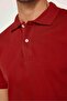 Men's Slim Fit Slim Fit 100% Cotton Plain Pique Claret Red Polo Collar T-Shirt - 4