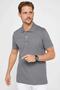 Men's Slim Fit Slim Fit 100% Cotton Plain Pique Smoked Polo Collar T-Shirt