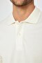 Men's Slim Fit Slim Fit 100% Cotton Plain Pique Ecru Polo Collar T-Shirt - 4