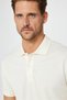Men's Slim Fit Slim Fit 100% Cotton Plain Pique Ecru Polo Collar T-Shirt - 3