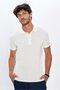 Men's Slim Fit Slim Fit 100% Cotton Soft Textured Plain Pique Ecru Polo Neck T-Shirt