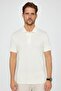 Men's Slim Fit Slim Fit 100% Cotton Plain Pique Ecru Polo Collar T-Shirt - 2