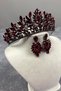 Burgundy Danver Stoned Bridal Henna Crown and Earring Set - 3