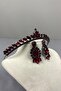 Burgundy Ece Bridal Henna Crown and Drop Shuttle Stone Earring Set - 3