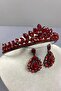 Red Leyn Bridal Henna Crown and Drop Shuttle Earring Set - 4