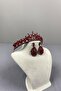 Red Ade Bridal Henna Crown and Almond Stone Earring Set - 4