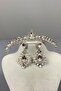 Silver Ece Bridal Crown and Round Jewelled Earring Set - 2