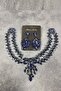 Navy Blue Sultan Frontlet Bridal Henna Hair Accessory and Evening Dress Jewelled Earring Set