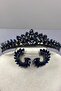 Navy Blue Leyn Bridal Henna Crown and Round Jewelled Earring Set