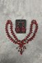 Burgundy Sultan Frontlet Bridal Henna Hair Accessory and Shuttle Earring Set - 3