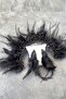 Black Rooster Feather Crystal Beaded Bridal Henna Tiara and Earrings - 4
