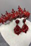 Red Lena Crystal Bridal Henna Crown and Jewelled Earring Set - 3