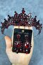 Burgundy Tokyo Stoned Bridal Henna Crown and Shuttle Earrings - 2