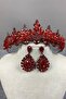 Lena Crystal Bridal Henna Crown and Jewelled Earring Set
