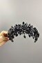 Black Arden Crystal Beaded Headband and Bridal Henna Tiara - 2