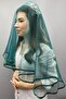 Green Piping Bridal Veil Face Cover - 2