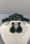 Green Leyn Bridal Henna Crown and Drop Stone Earring Set