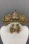 Honey Colored Pera Bridal Henna Crown and Shuttle Earrings