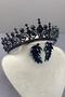Hera Bridal Henna Crown and Jewelled Leaf Earrings - 3