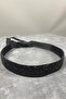 Black Bead Embroidered Chain Stone Evening Dress Waist Belt - 2