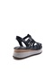 Genuine Leather Wedge Sole Women's Black Closed Toe Comfort Sandals - 4