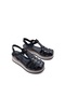 Genuine Leather Wedge Sole Women's Black Closed Toe Comfort Sandals - 2