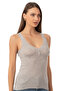 Özkan 24202 Women's Cotton Transfer Ribbed Jacquard Flexible Comfortable Thick Strap Buttoned Tank Top - 4