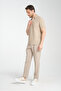 Walfer Men's Dark Beige 100% Cotton Waffle Non-Shrink Fabric Slim Fit Non-Curling Polo Collar T-Shirt - 4