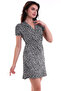 22223918 Des.Striped Ribbed Knit Double-Breasted Collar Short Sleeve Dress Black White - 3