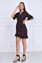 9331660 Dok.Viskon Double-Breasted Half Sleeve Dress Black Patterned - 5