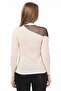 8490986 Yumoş One-Shoulder Tulle Pearl Blouse Beige - 2