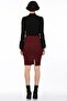 8515174 Herringbone Pattern Elastic Waist Slit Pencil Skirt Bordo - 2
