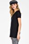9041038 V-Neck Side Slit Short Sleeve T.Shirt Black - 3