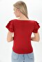 9103841 Kobe Sleeve Ruffle Front Pearl Stoned Short Sleeve Blouse Claret Red - 5