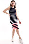 21252500 Viscose Stripe Patterned Sleeveless Long Dress Navy Blue White Striped - 8