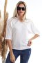 20343331 Camisole Collar Lace Batwing Sleeve Blouse Ecru - 5