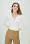 9092935 Camisole Double-Breasted Buttoned Long Sleeve Blouse Ecru
