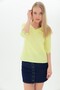9109314 V-Neck Back Tulle Lace-Up Sleeveless Guipure Blouse Yellow - 3