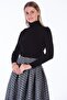 8386000 Slim Ribbed Camisole Turtleneck Long Sleeve Knitwear Black